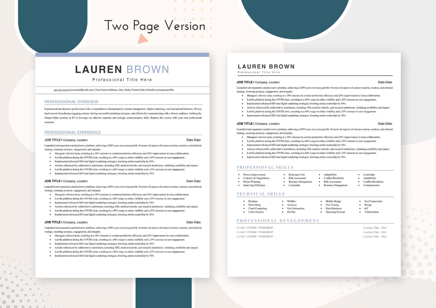 Clean Basic Resume Template for New Applicants - ATS Friendly, MS Word