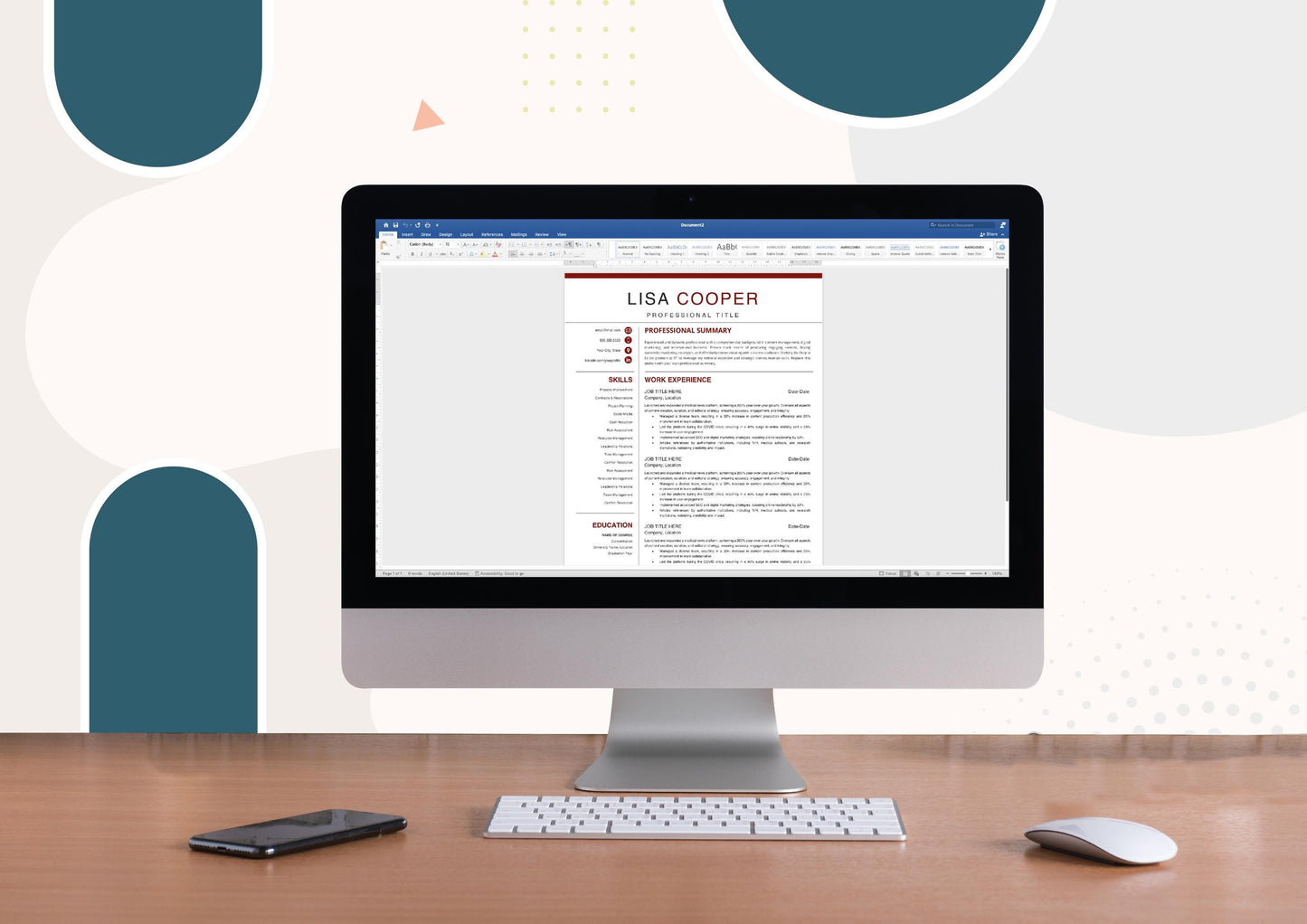 Marketing Resume Template - ATS Friendly, MS Word