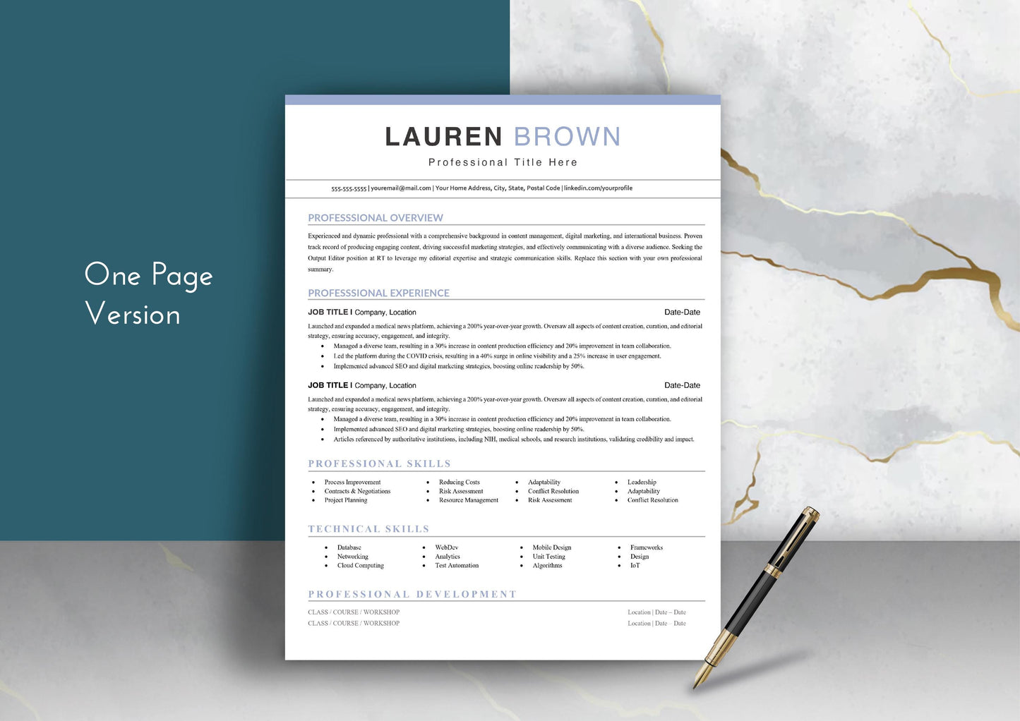 Clean Basic Resume Template for New Applicants - ATS Friendly, MS Word