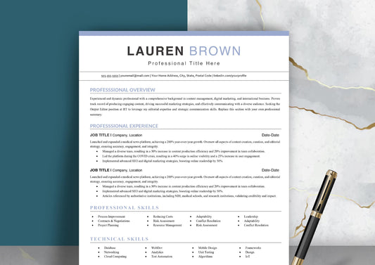 Clean Basic Resume Template for New Applicants - ATS Friendly, MS Word