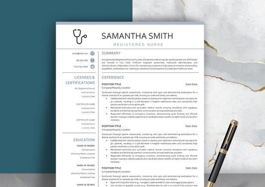 Nurse Resume Template - ATS Friendly, MS Word