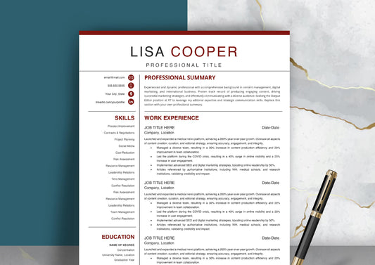 Marketing Resume Template - ATS Friendly, MS Word